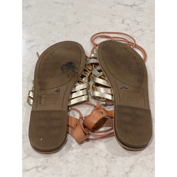 American Eagle Outfitters Womens Gladiator Sandals Size 9 Metallic Gold Open Toe - Picture 6 of 7